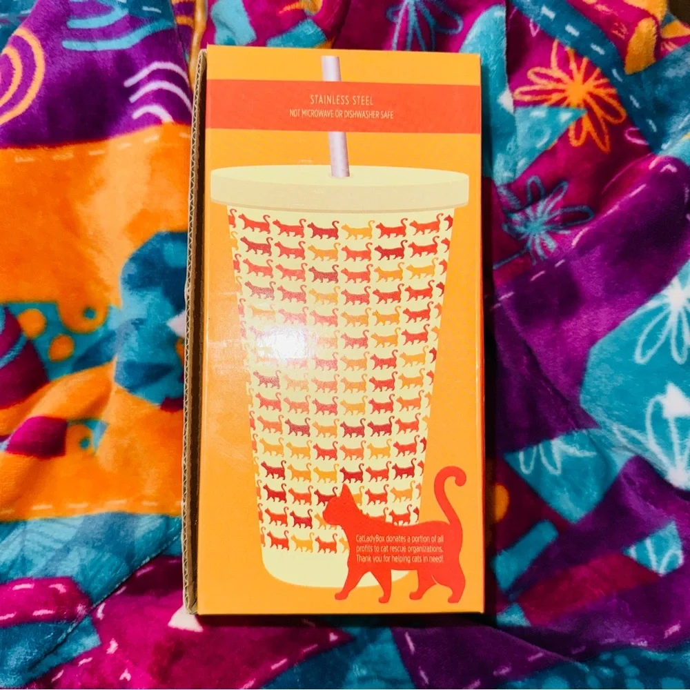Stainless Steel Cat Tumbler & Straw